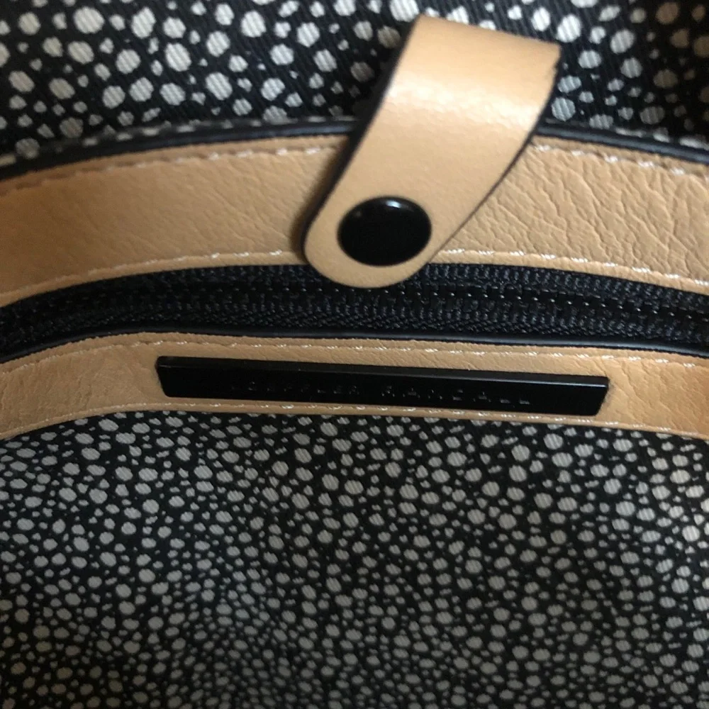 Loeffler Randall tan and black stud leather purse